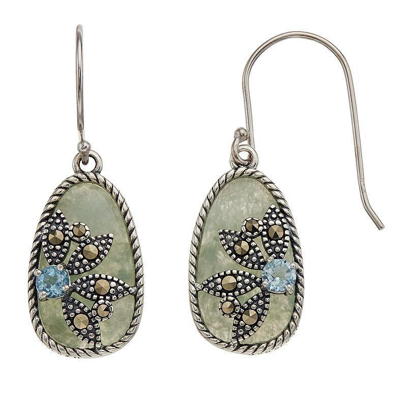 Tori Hill Sterling Silver Gemstone & Marcasite Drop Earrings, Womens Product Image