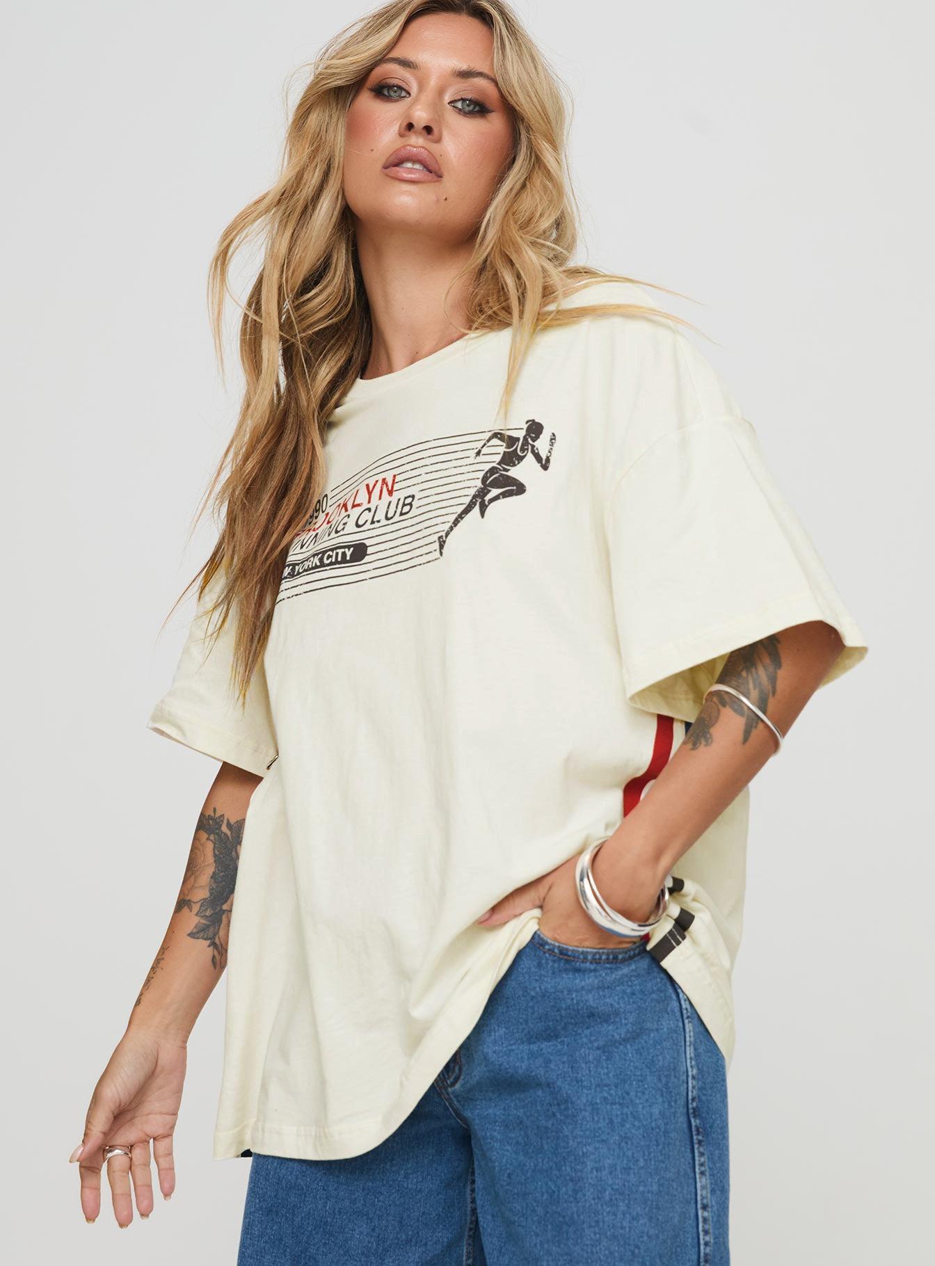 Brklyn Running Oversized Tee White Product Image