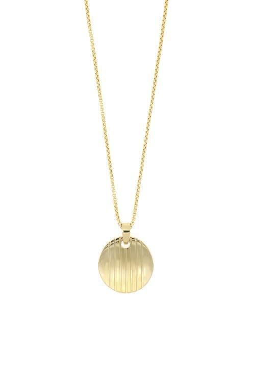 Bony Levy Mens 14K Gold Stripe Disc Pendant Necklace Product Image