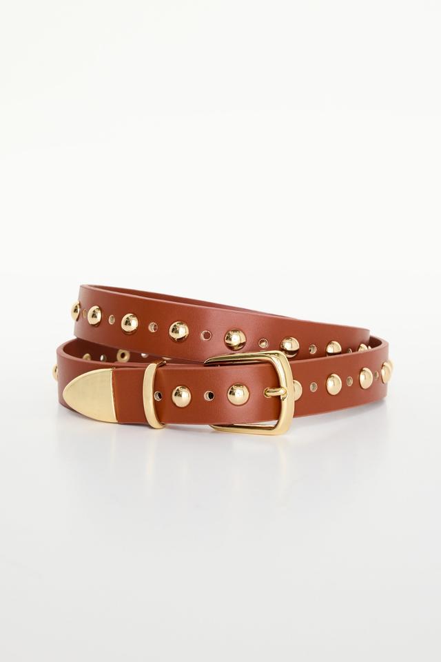 CLASSIC STUDDED FRONTIER BELT | COGNAC002 Product Image