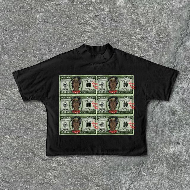 Rich Star Chasing Money Graphic Print Cropped T-Shirts Product Image