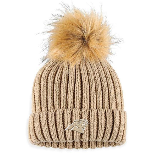 Womens WEAR by Erin Andrews Natural Carolina Panthers Neutral Cuffed Knit Hat with Pom Product Image