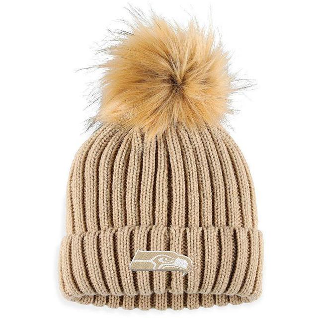 Womens WEAR by Erin Andrews Natural Seattle Seahawks Neutral Cuffed Knit Hat with Pom Product Image