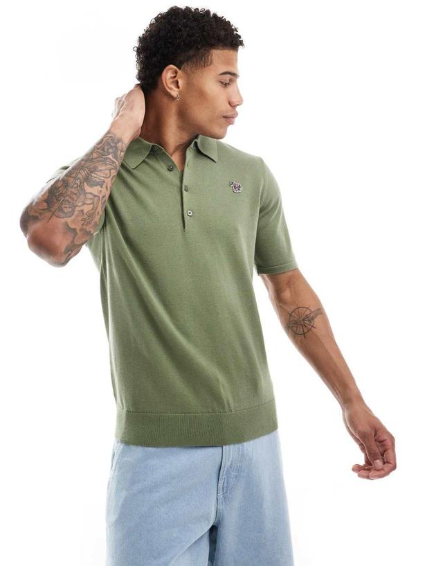 PS Paul Smith knit polo with zebra logo in khaki Product Image