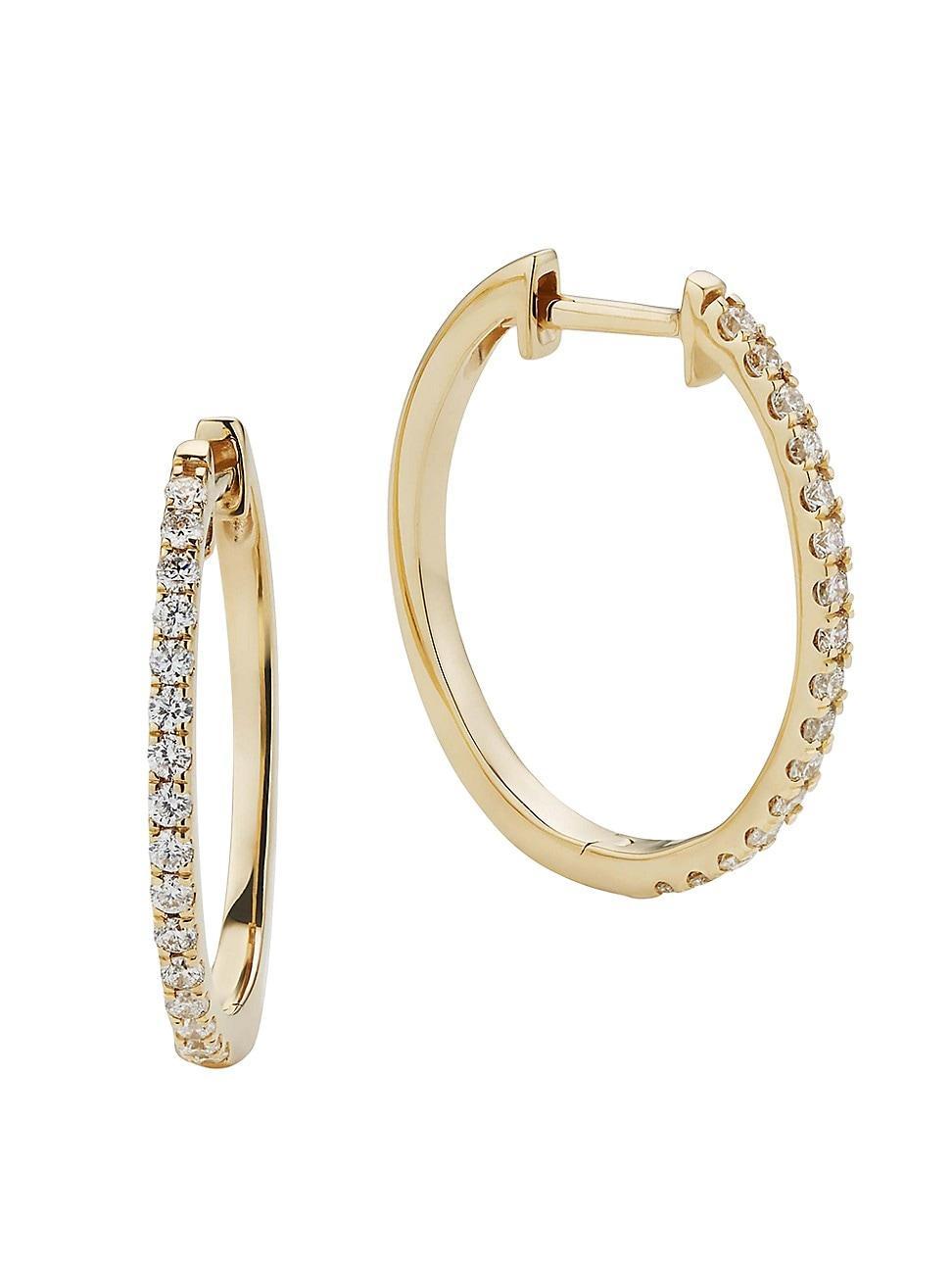 Womens 14K Yellow Gold Shine Bright Large Diamond Hoops Product Image