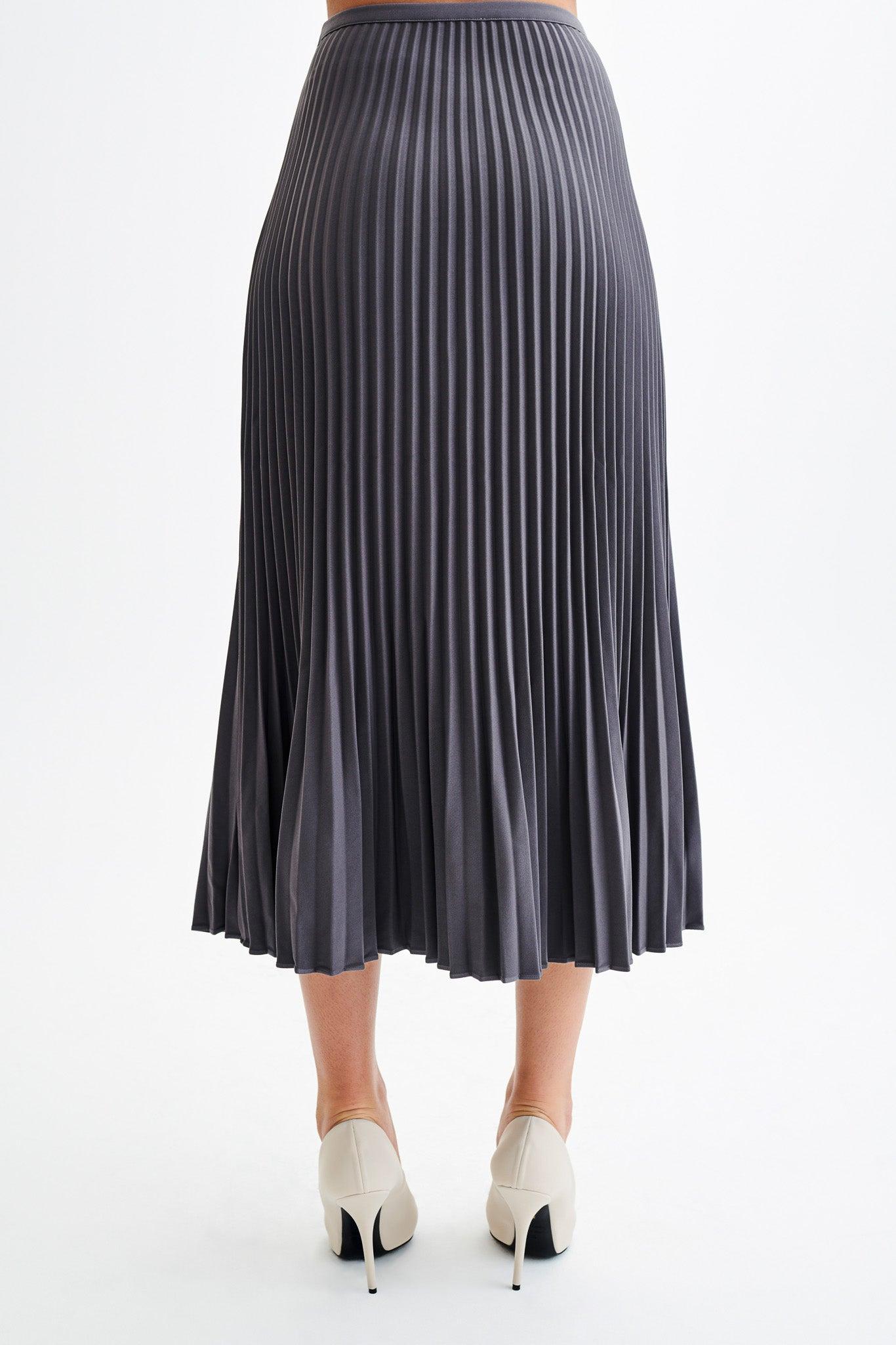 Twyla Pleated Suiting Maxi Skirt - Charcoal Product Image