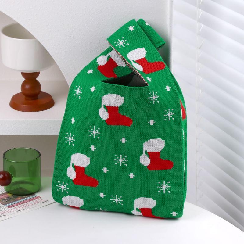 Christmas Print Knit Shopper Bag Product Image