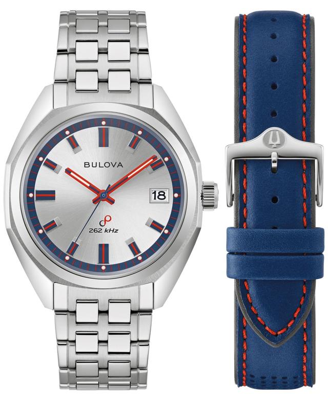 Men's Bulova Jet Star Interchangeable Strap Watch with Red and Blue Accent Dial (Model: 96K112) Product Image