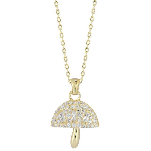 Sunkissed Sterling Cubic Zirconia Mushroom Necklace, Womens Gold Tone Blue Product Image