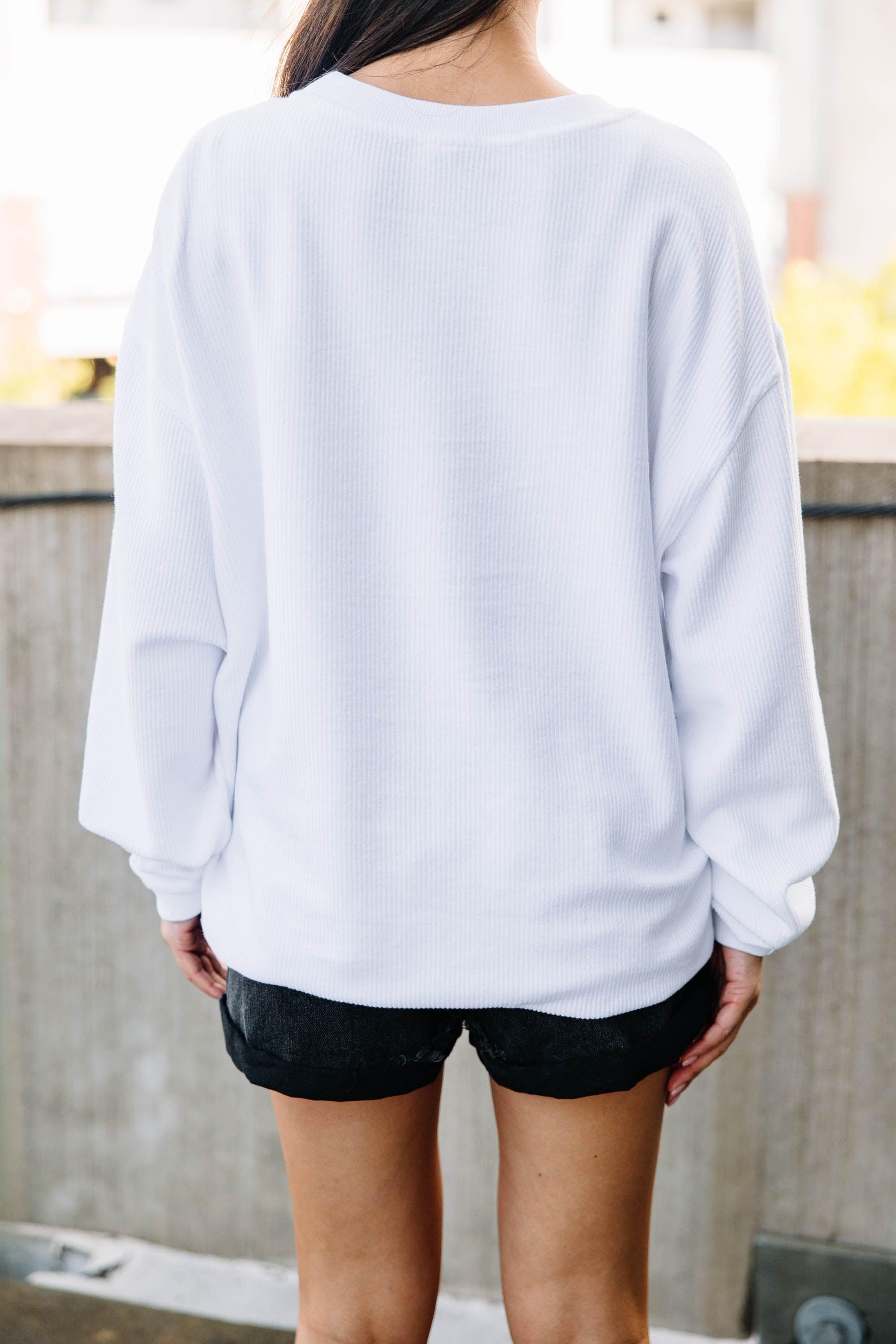 Football White Corded Graphic Sweatshirt Female Product Image