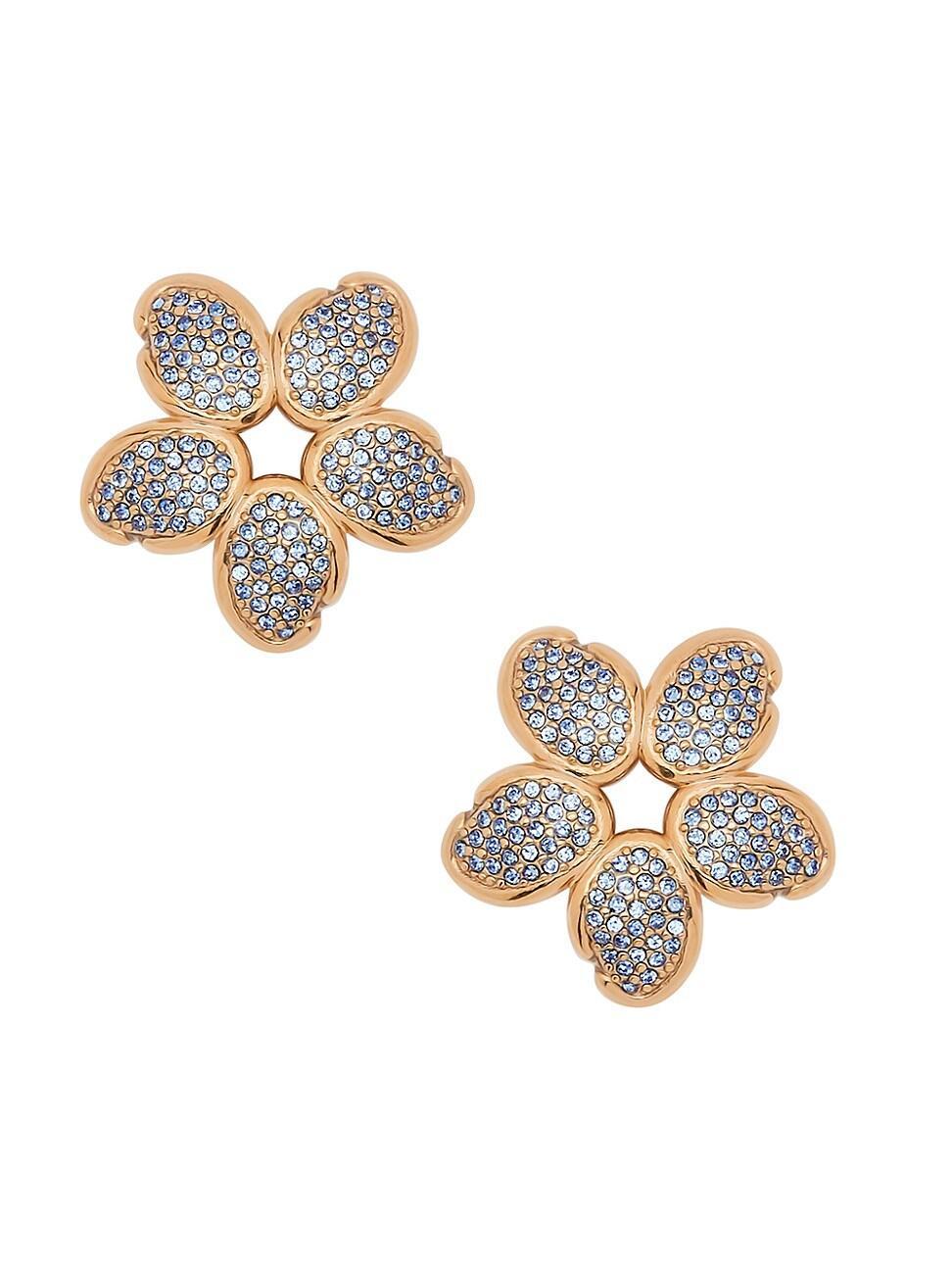 Womens Goldtone & Crystals Flower Earrings Product Image