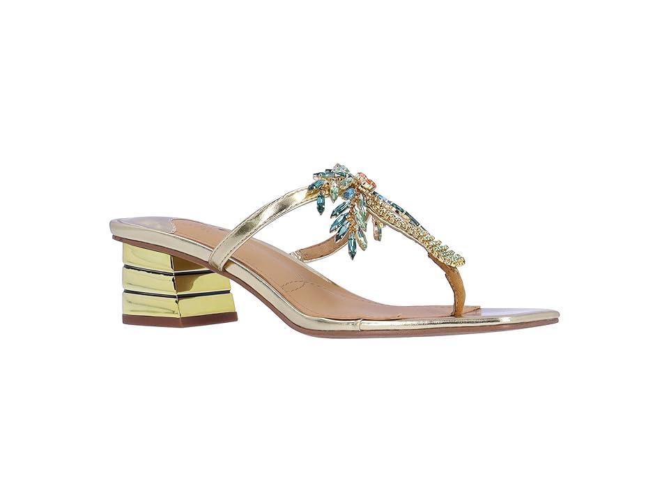 J. Renee Palmy Metallic Rhinestone Palm Tree Thong Sandals Product Image