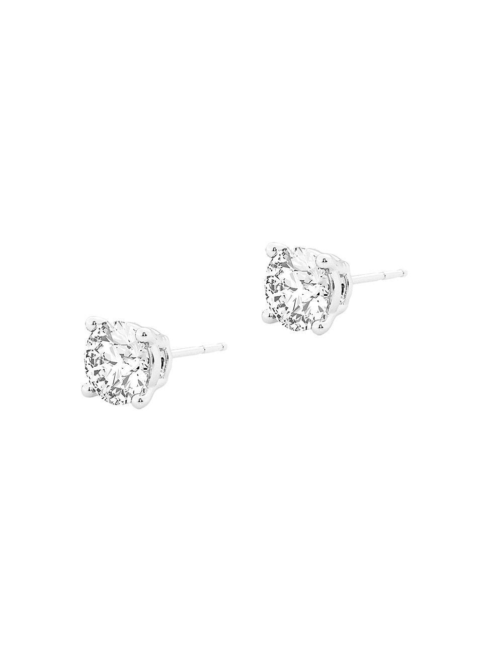 Womens 14K White Gold & 0.66 TCW Round Diamond Stud Earrings Product Image