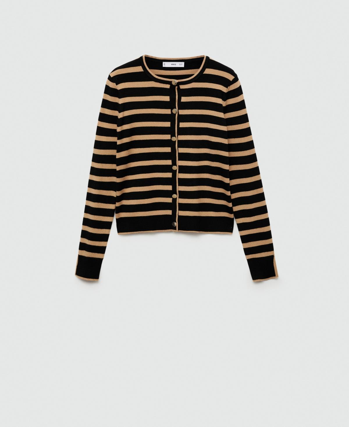 Mango Womens Stripped Knit Cardigan Sweater Product Image