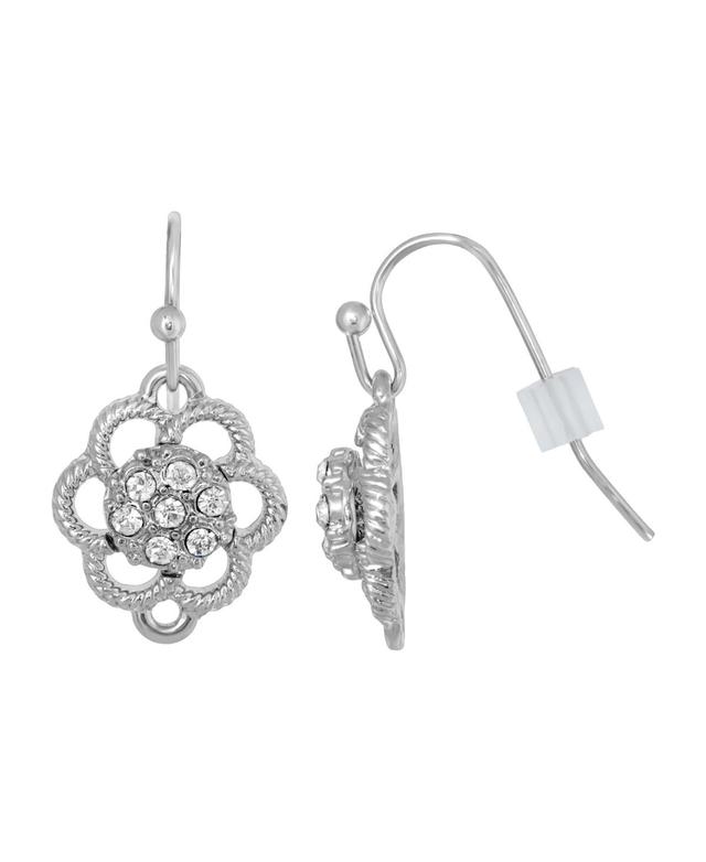 2028 Silver-Tone Small Crystal Flower Drop Earrings Product Image