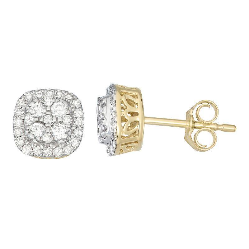 14k Gold 1/2 Carat T.W. Diamond Cluster Stud Earrings, Womens, 10k Gold Product Image