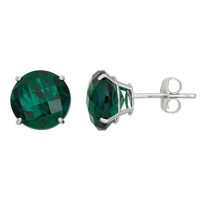 Designs by Gioelli Lab-Created Emerald 10k White Gold Stud Earrings, Womens, Green Product Image