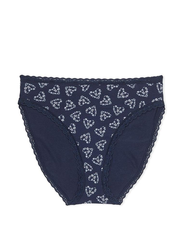 Lace-Trim Cotton High-Leg Brief Panty Product Image