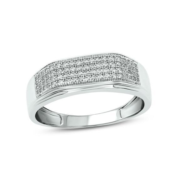 Men's 3/8 CT. T.w. Diamond Rectangular Wedding Band in 10K White Gold Product Image