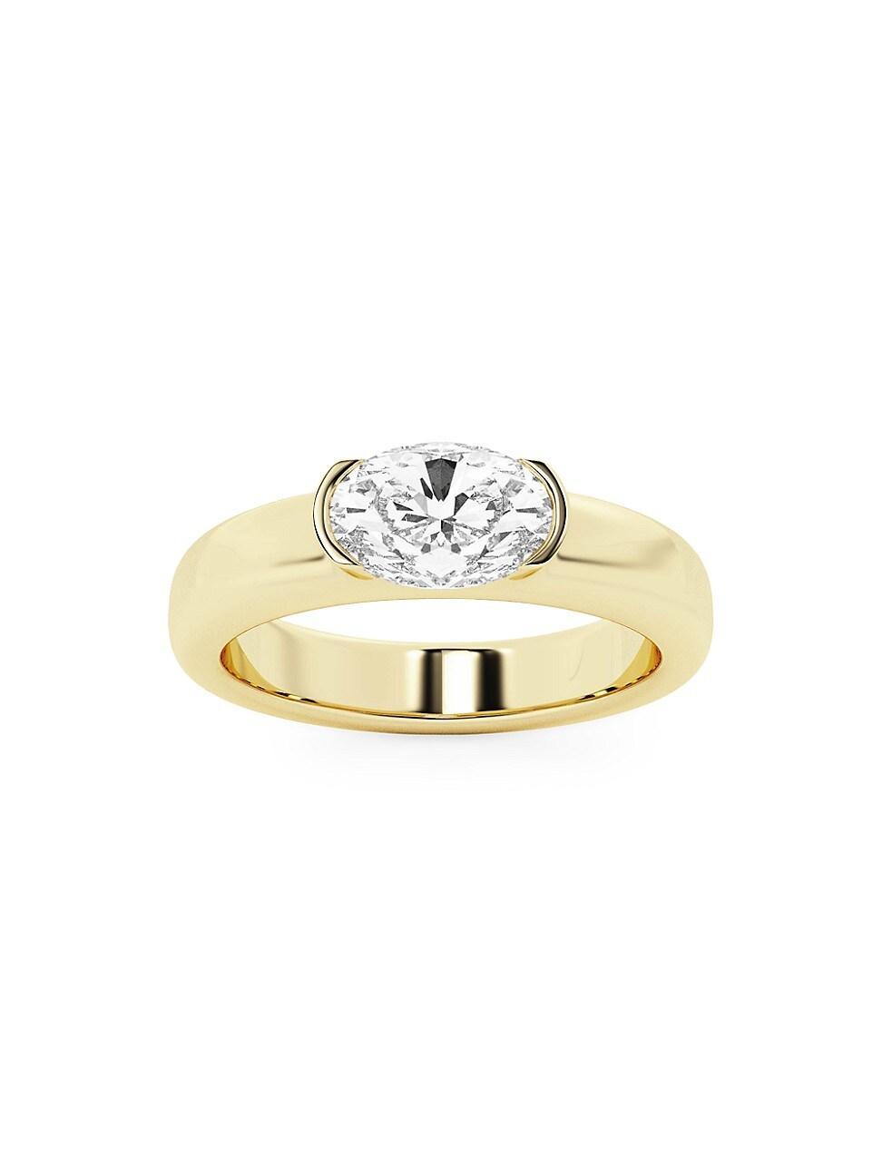 Womens 14K Yellow Gold & 1.00 TCW Lab-Grown Diamond Stackable Ring Product Image