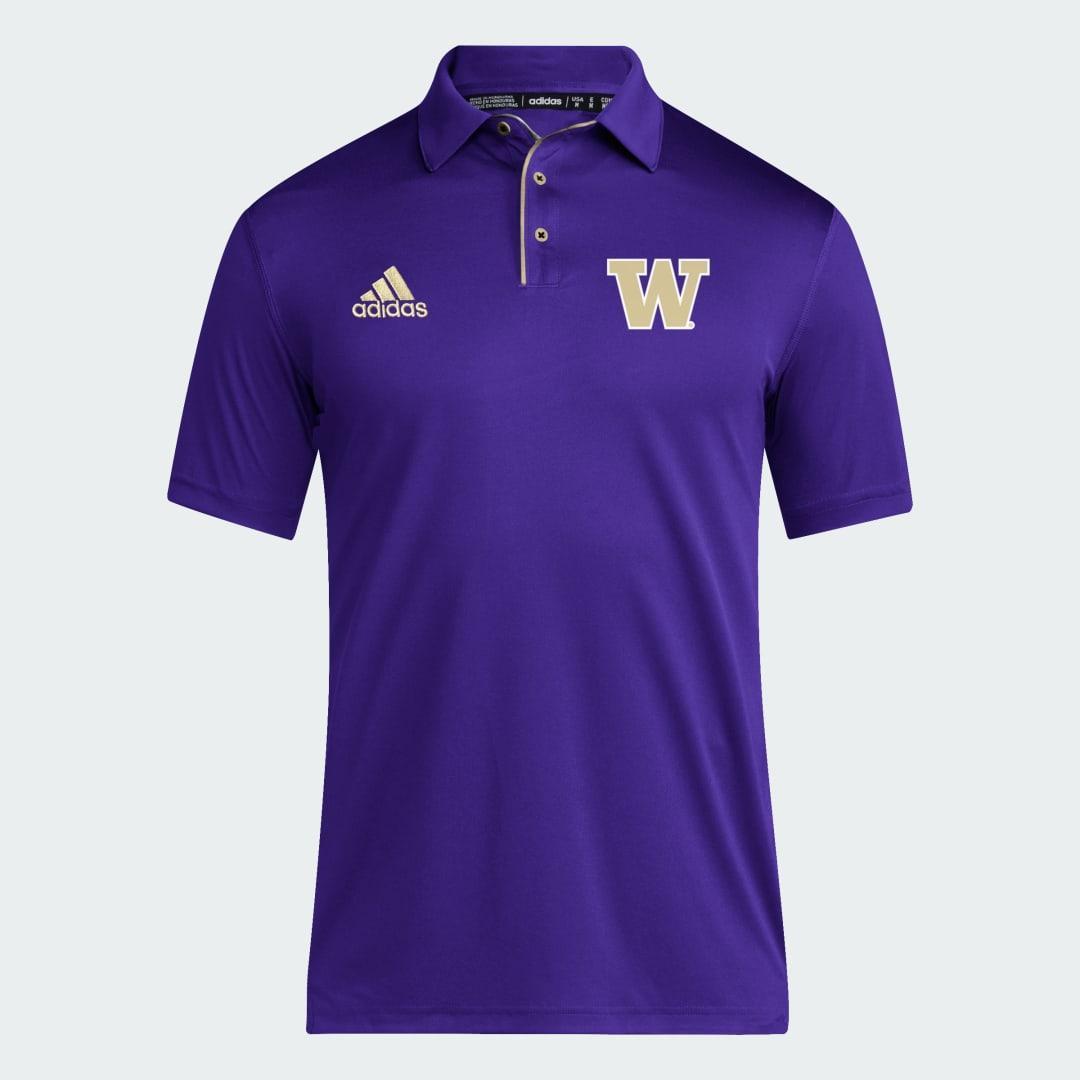 adidas University of Washington Huskies Coach Fashion Short Sleeve Polo Shirt White M Mens Product Image