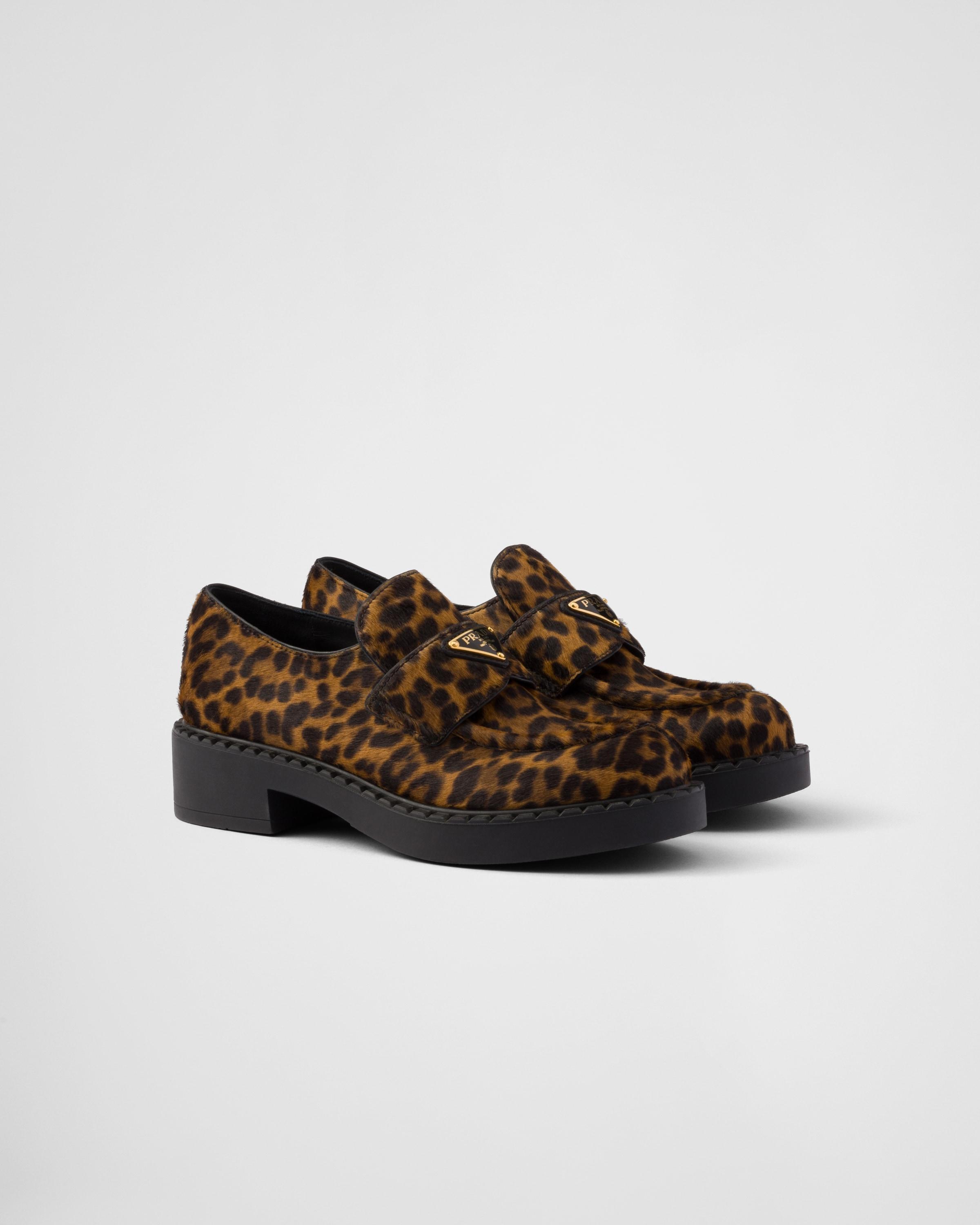 Chocolate printed leather loafers product image