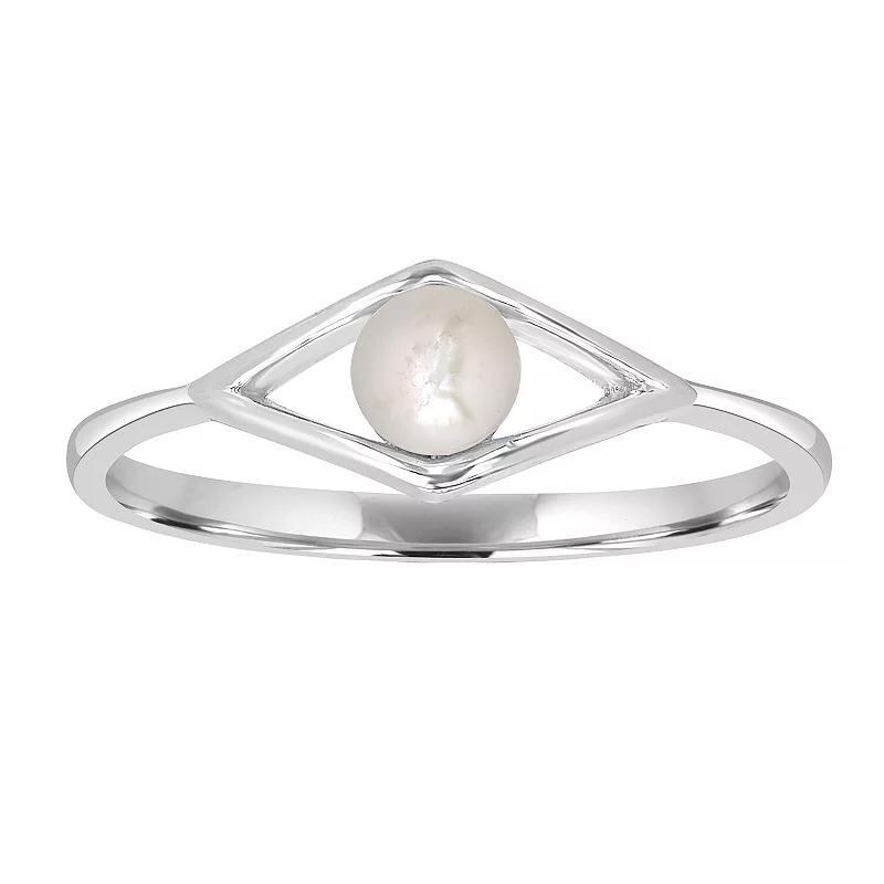 Silver Treasures Simulated Pearl Sterling Silver Diamond Band, 7 Product Image