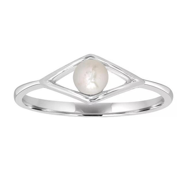 Silver Treasures Simulated Pearl Sterling Silver Diamond Band, 7 Product Image