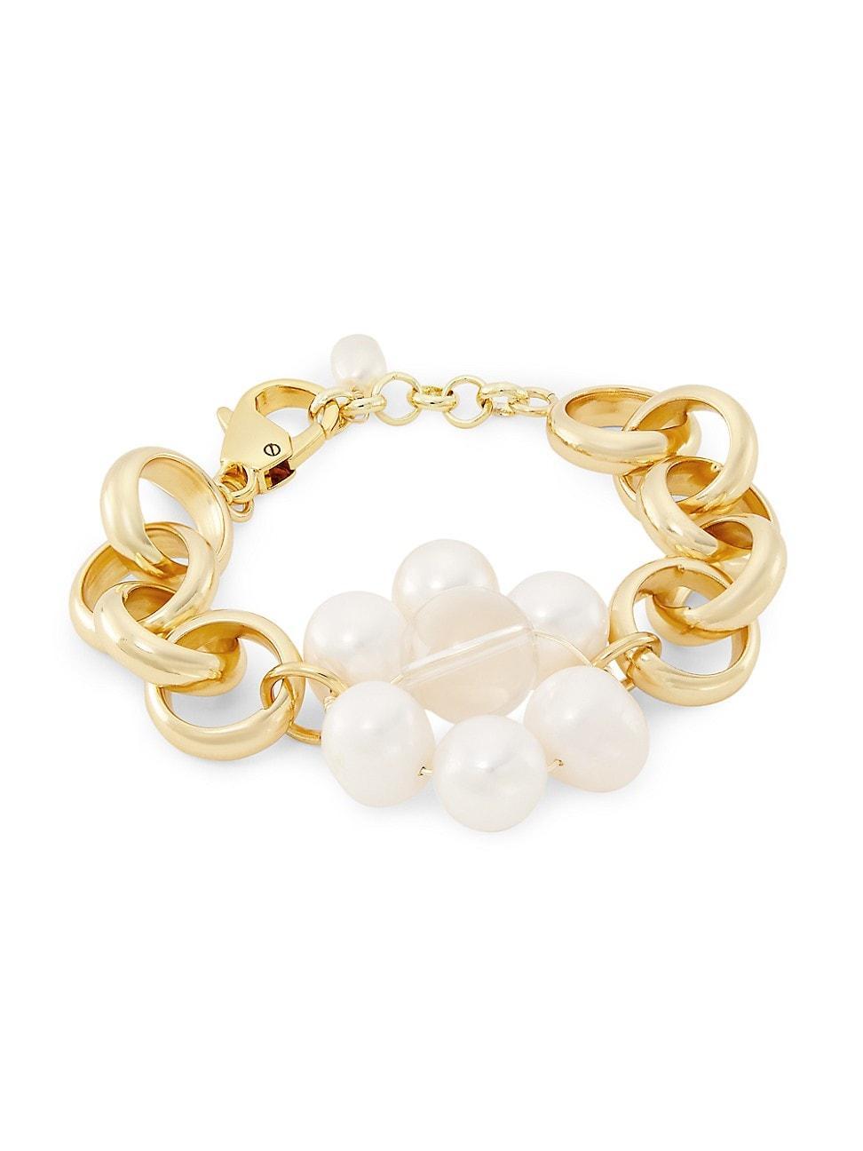 Womens Valeria 14K Gold-Plated, Gold-Filled, Crystal Quartz & Freshwater Pearl Bracelet - Gold Product Image