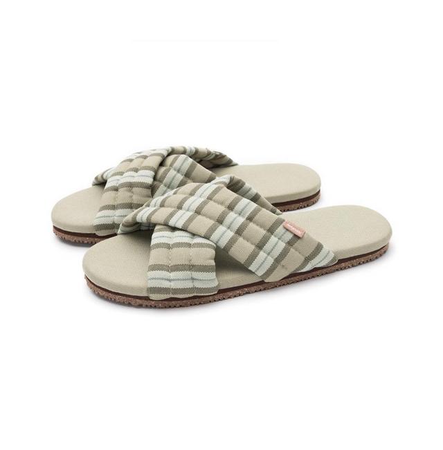 Feelgoodz Womens Slipper Artisan Quilted Cross Strap Indoor / Outdoor House Shoes - Light Product Image