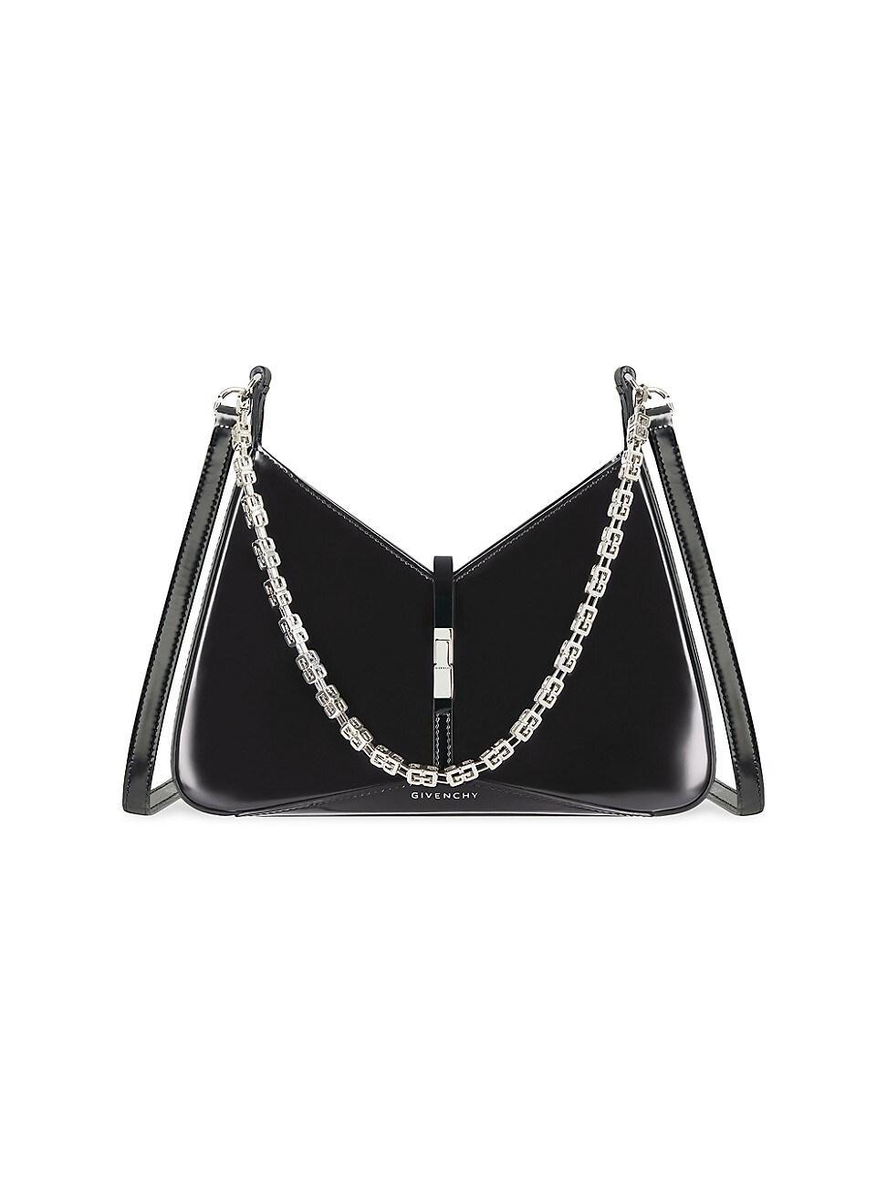 Womens Small Cut Out Shoulder Bag In Shiny Leather With Chain Product Image