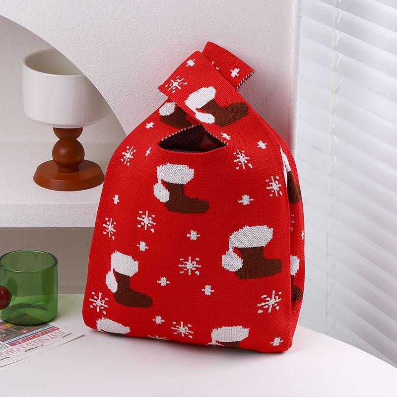 Christmas Print Knit Shopper Bag Product Image