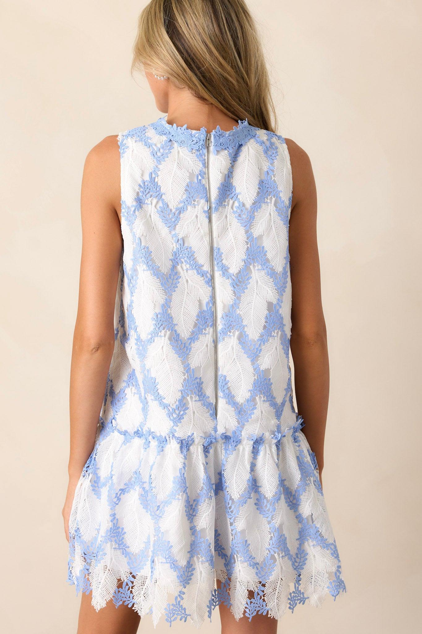 Daydreams Of You Sky Blue Sleeveless Lace Mini Dress Product Image