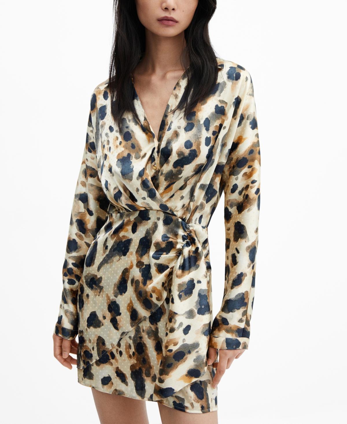 Mango abstract animal print mini dress Product Image