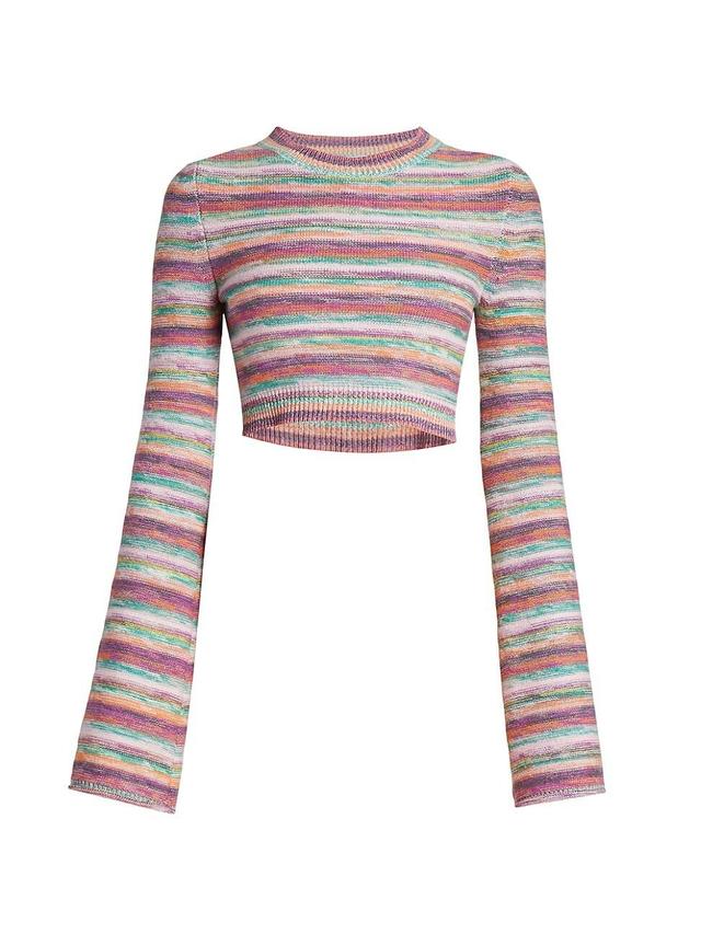 Womens Striped Cropped Sweater - Multicolor Black - Size Large - Multicolor Black - Size Large Product Image