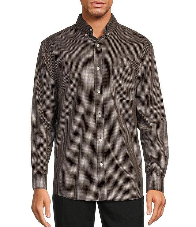 Roundtree & Yorke Long Sleeve Circle Print Poplin Sport Shirt Product Image