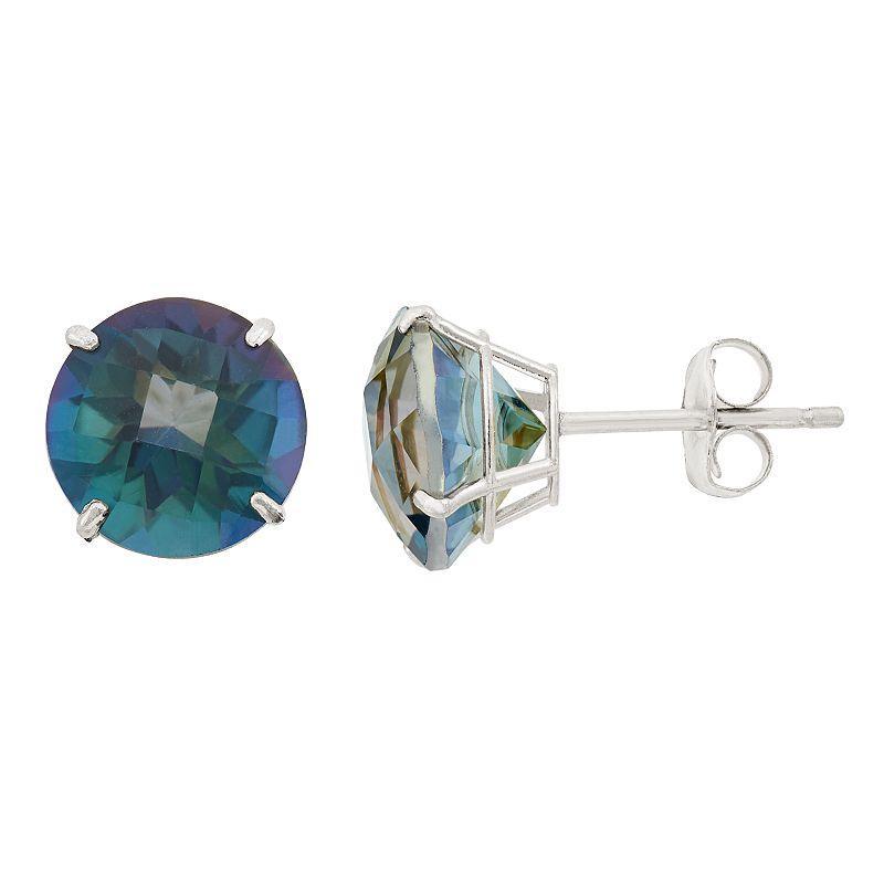 Mystic Topaz 10k White Gold Stud Earrings, Womens, Blue Product Image