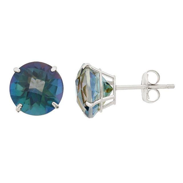 Mystic Topaz 10k White Gold Stud Earrings, Womens, Blue Product Image