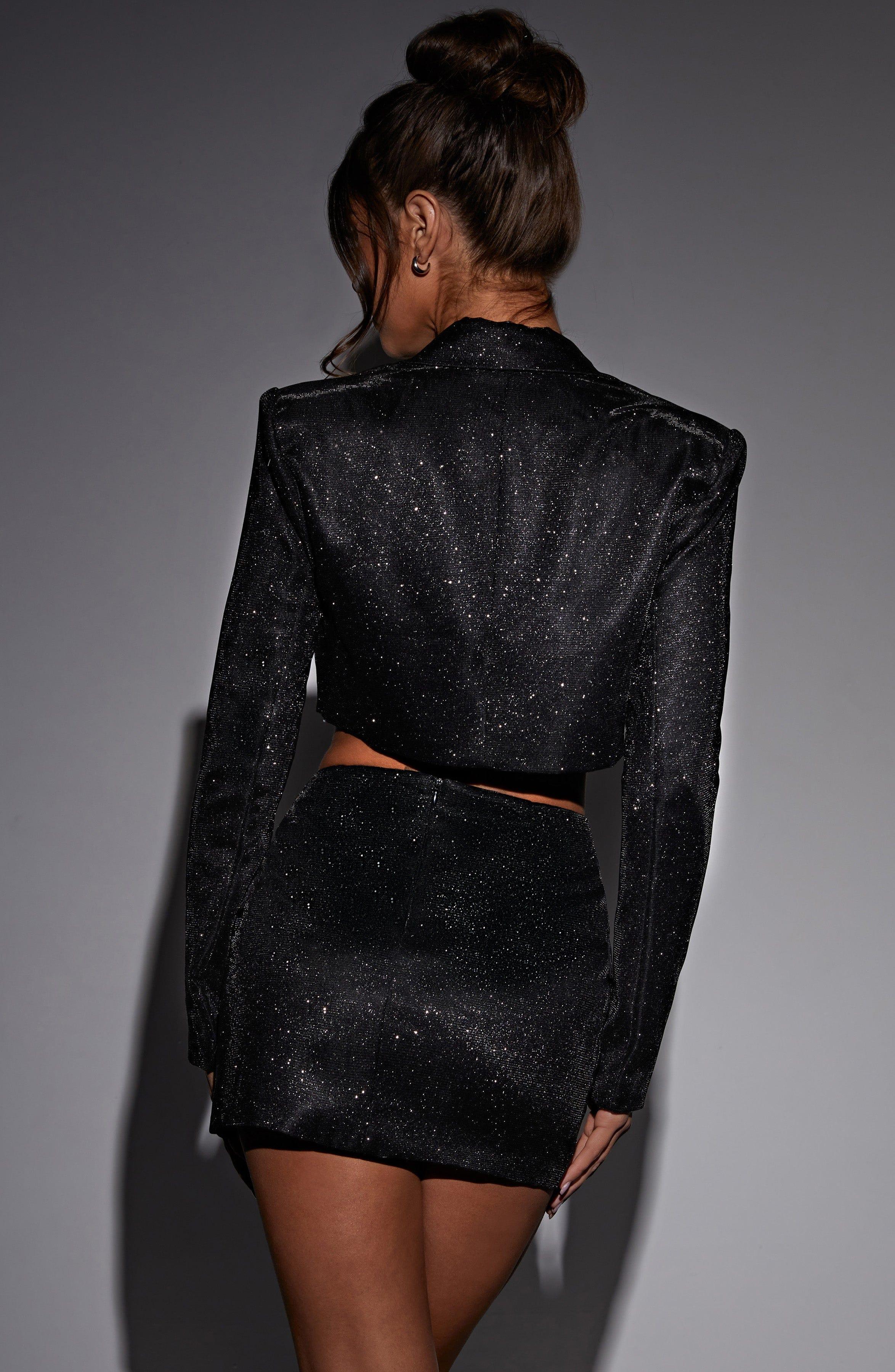 Stefania Cropped Jacket - Black Sparkle Product Image