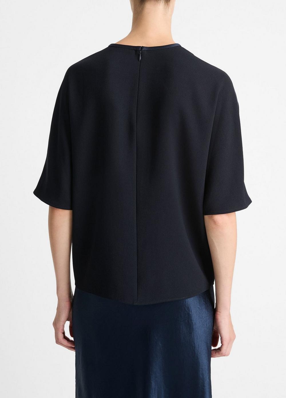 Satin-Trimmed Crepe T-Shirt Product Image