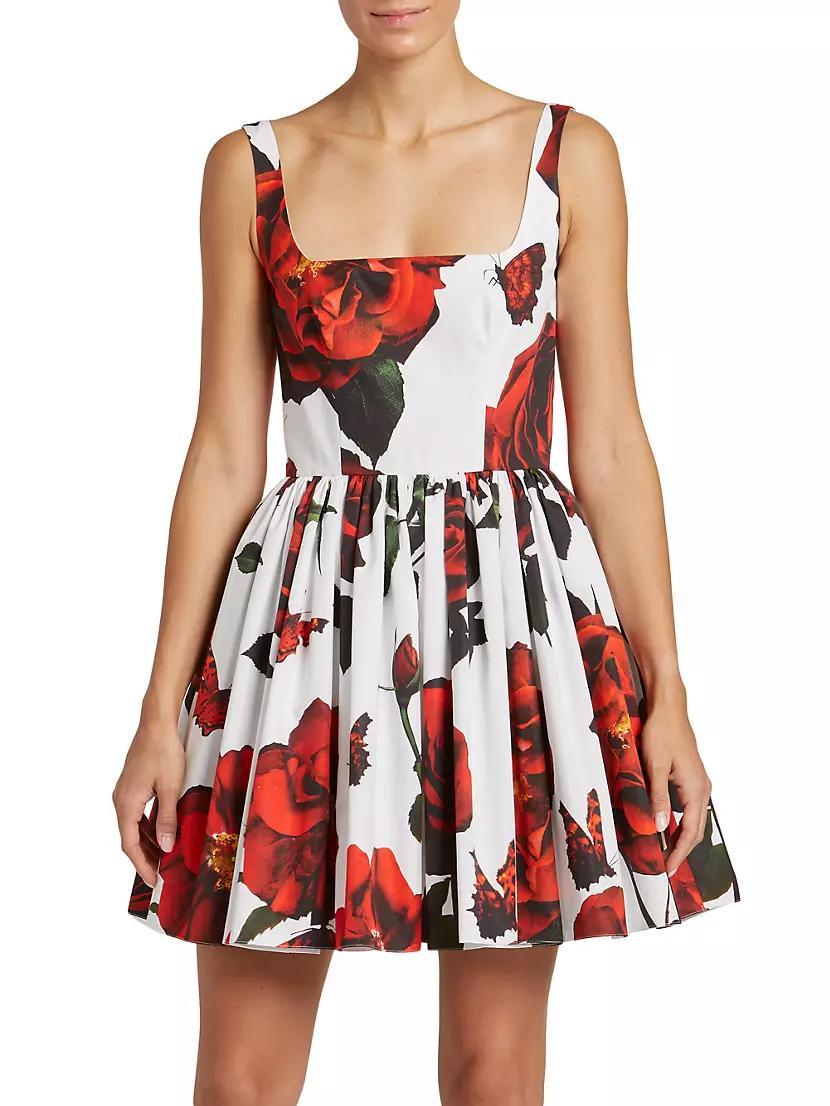 Rose-Print Cotton Minidress Product Image