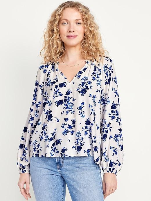 Ruffled Split-Neck Top Product Image