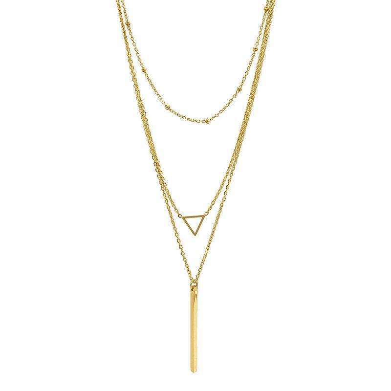 Adornia 14k Gold Plated Triple-Layer Pendant Necklace, Womens Product Image