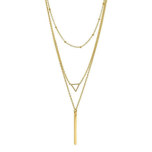 Adornia 14k Gold Plated Triple-Layer Pendant Necklace, Womens Yellow Gold Tone Product Image