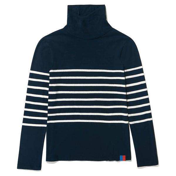 The Tissue Turtleneck - Navy/Cream Product Image