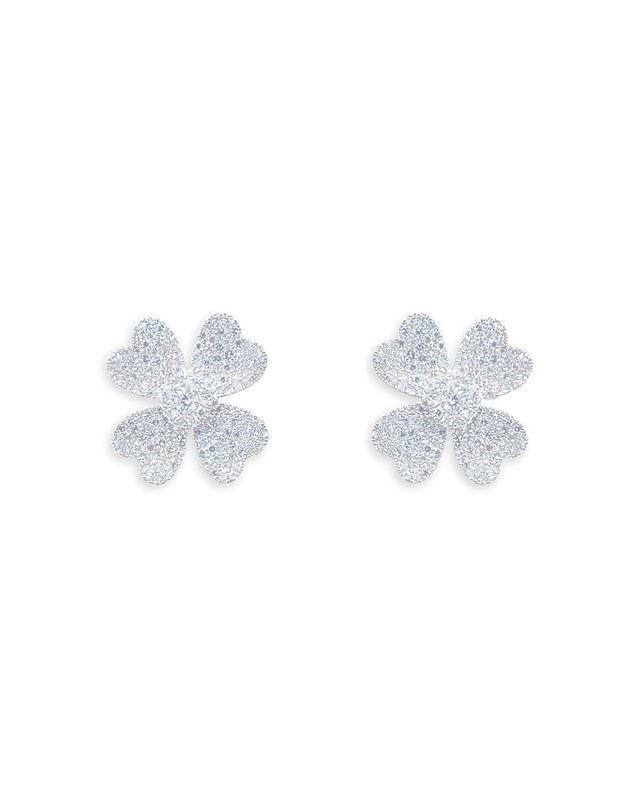 Womens Large 14K White Gold & 0.88 TCW Diamond Flower Stud Earrings - White Gold Product Image