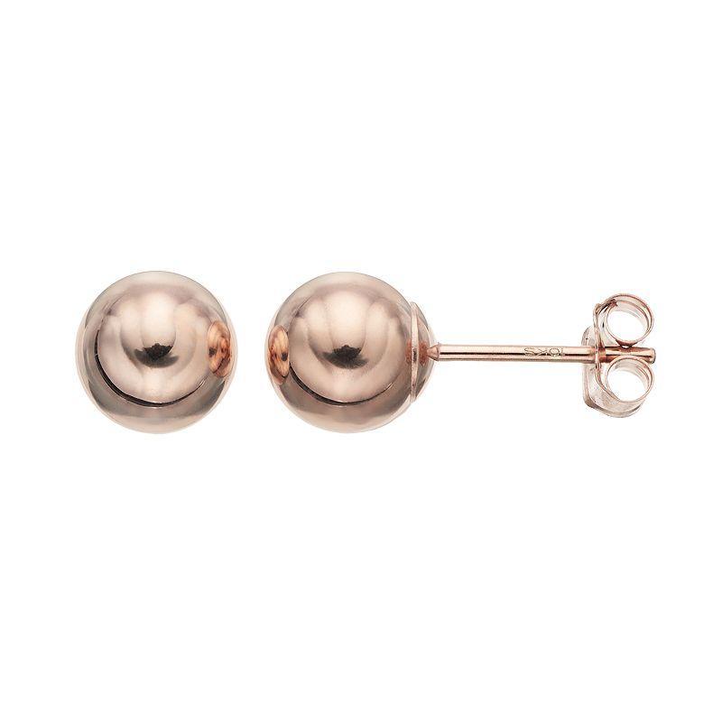 Taylor Grace 10k Rose Gold Ball Stud Earrings, Womens, Pink Product Image