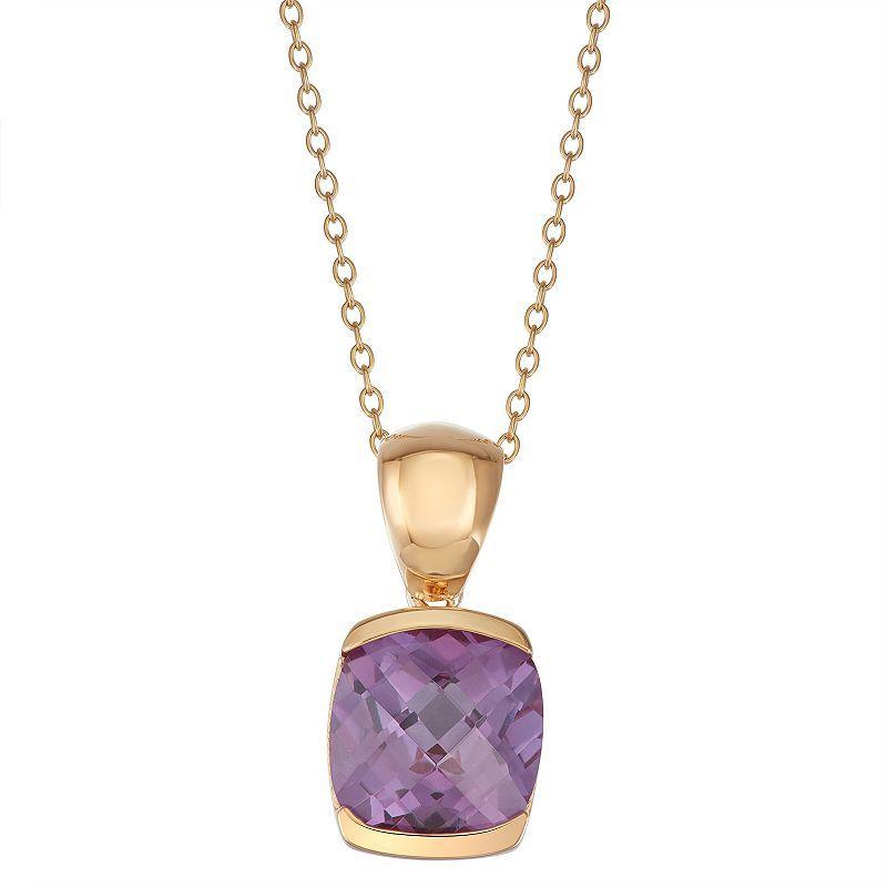 14K Rose Gold over Sterling Silver Lab-Created Alexandrite Pendant Necklace, Womens Gold Tone Product Image