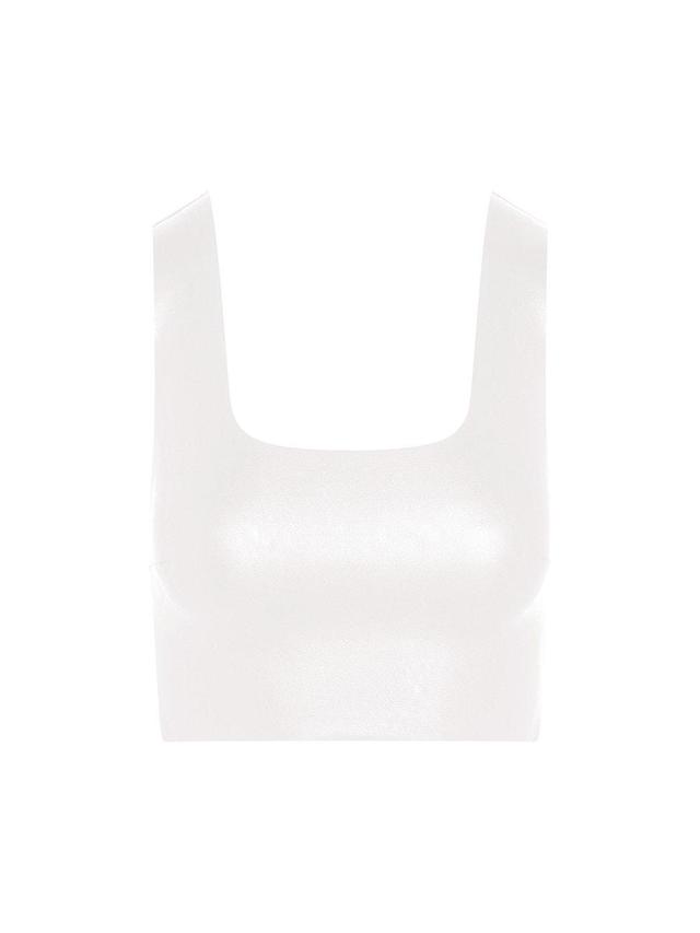 Womens Cropped Faux Leather Top Product Image