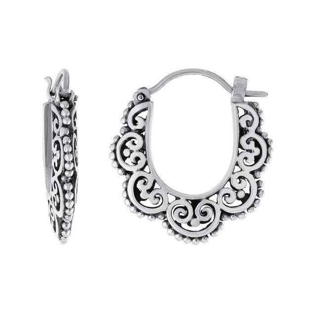 Athra NJ Inc Sterling Silver Oxidized Hoop Earrings, Womens Product Image